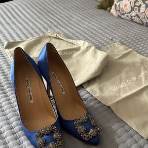 Manolo Blahnik Royal Blue Satin Heels